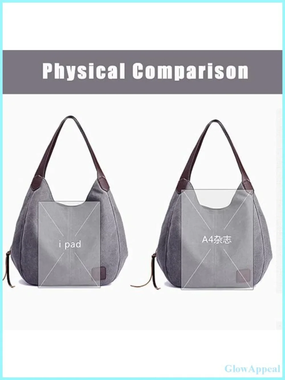 Women's Canvas Hobo Purse Multi Pocket Handbags Shoulder Bags Totes